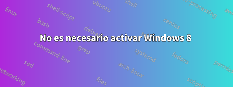 No es necesario activar Windows 8