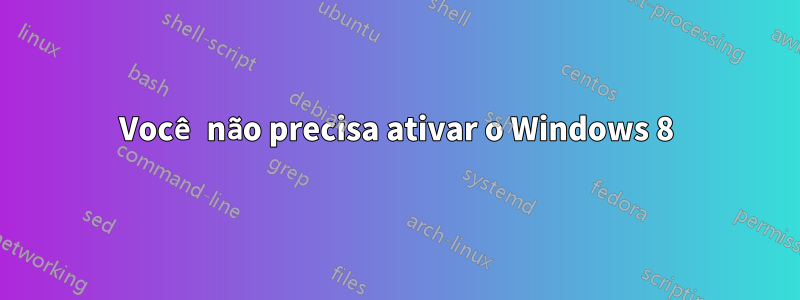 Você não precisa ativar o Windows 8