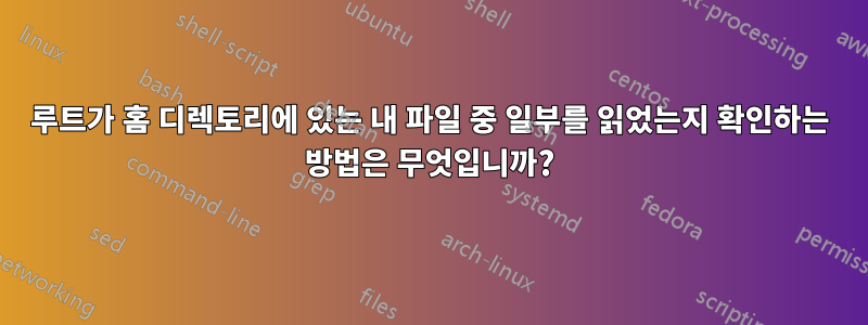 루트가 홈 디렉토리에 있는 내 파일 중 일부를 읽었는지 확인하는 방법은 무엇입니까?