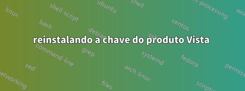 reinstalando a chave do produto Vista