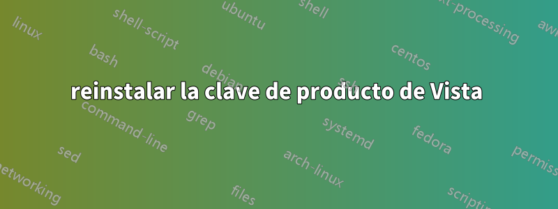 reinstalar la clave de producto de Vista