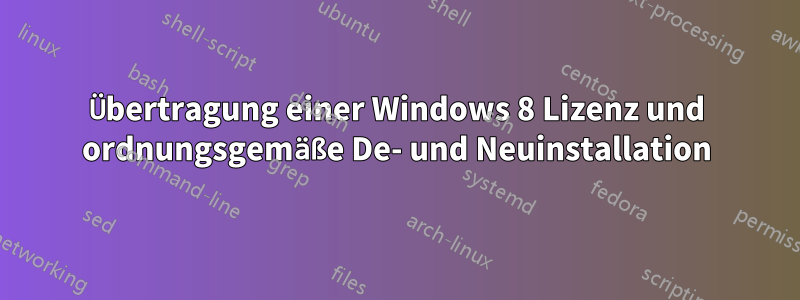 Übertragung einer Windows 8 Lizenz und ordnungsgemäße De- und Neuinstallation