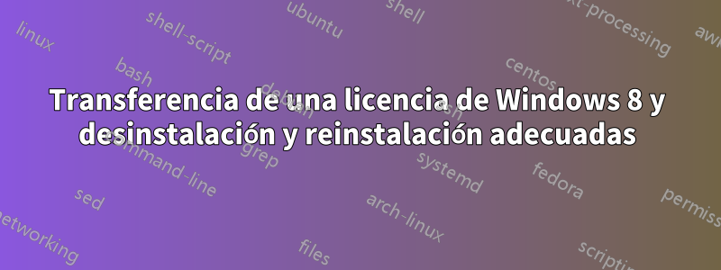 Transferencia de una licencia de Windows 8 y desinstalación y reinstalación adecuadas