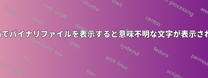 vimでバイナリファイルを表示すると意味不明な文字が表示される