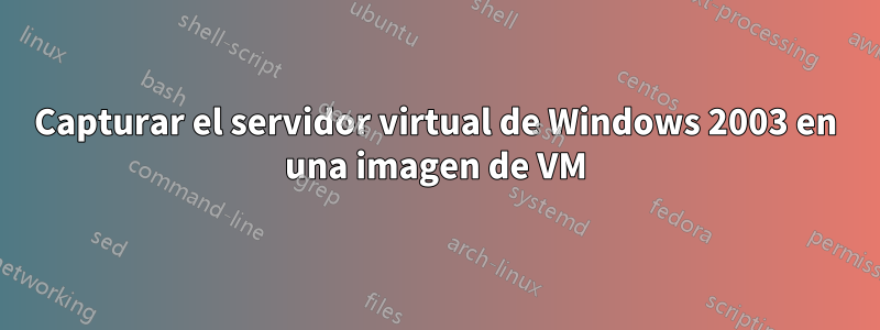 Capturar el servidor virtual de Windows 2003 en una imagen de VM