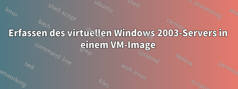 Erfassen des virtuellen Windows 2003-Servers in einem VM-Image