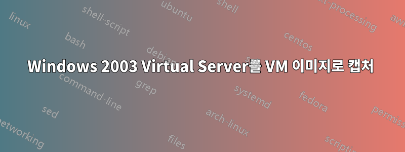 Windows 2003 Virtual Server를 VM 이미지로 캡처