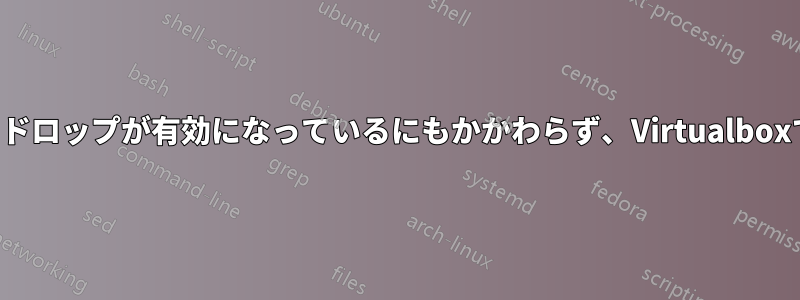 ドラッグアンドドロップが有効になっているにもかかわらず、Virtualboxで動作しません