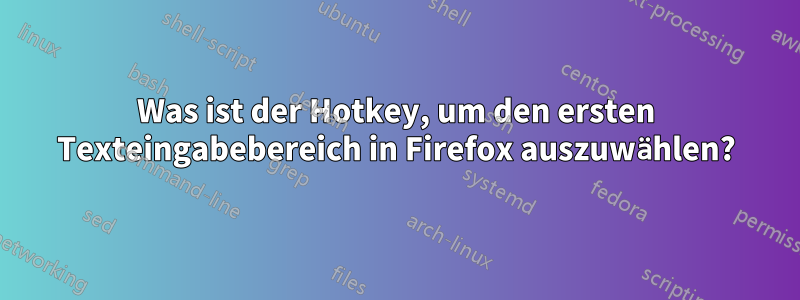 Was ist der Hotkey, um den ersten Texteingabebereich in Firefox auszuwählen?