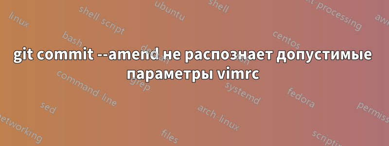 git commit --amend не распознает допустимые параметры vimrc