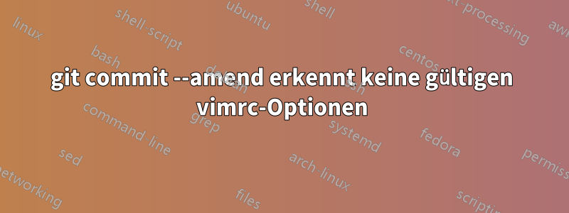 git commit --amend erkennt keine gültigen vimrc-Optionen