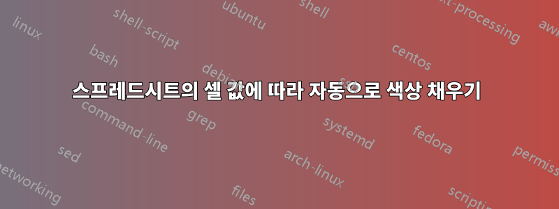 스프레드시트의 셀 값에 따라 자동으로 색상 채우기