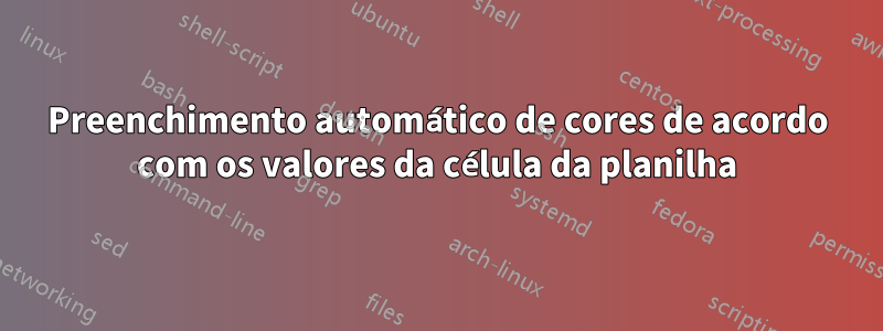 Preenchimento automático de cores de acordo com os valores da célula da planilha