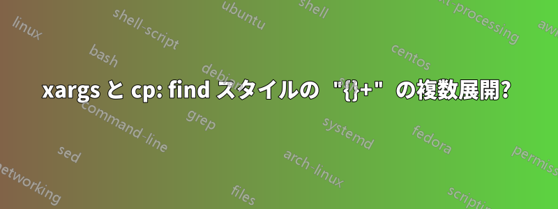 xargs と cp: find スタイルの "{}+" の複数展開?