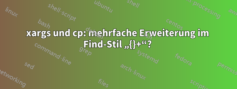 xargs und cp: mehrfache Erweiterung im Find-Stil „{}+“?