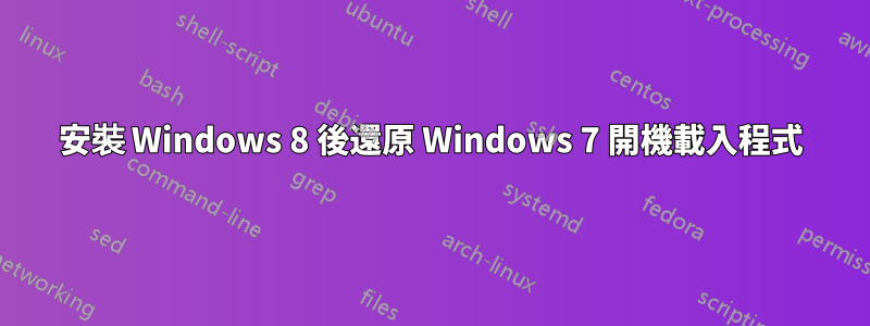 安裝 Windows 8 後還原 Windows 7 開機載入程式