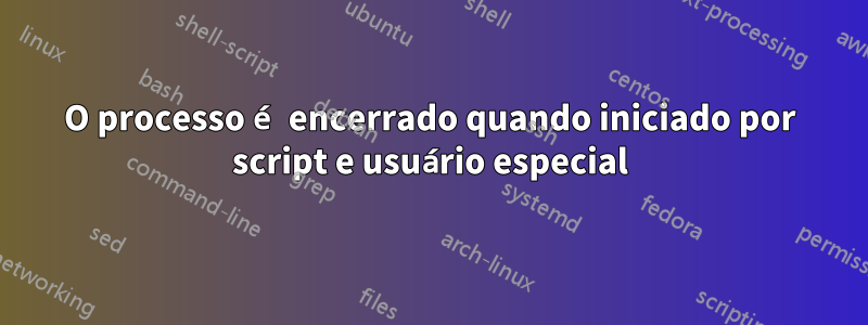 O processo é encerrado quando iniciado por script e usuário especial