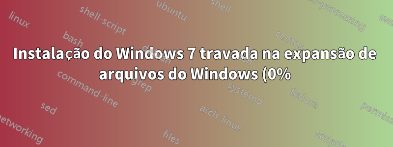 Instalação do Windows 7 travada na expansão de arquivos do Windows (0%)