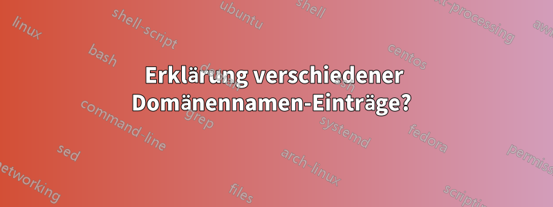 Erklärung verschiedener Domänennamen-Einträge? 