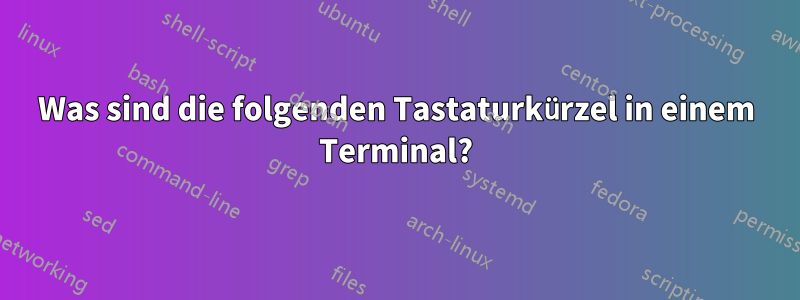 Was sind die folgenden Tastaturkürzel in einem Terminal?