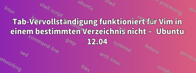 Tab-Vervollständigung funktioniert für Vim in einem bestimmten Verzeichnis nicht – Ubuntu 12.04