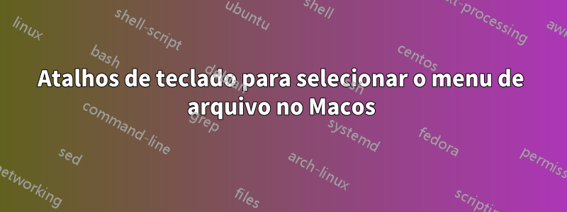 Atalhos de teclado para selecionar o menu de arquivo no Macos