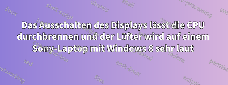 Das Ausschalten des Displays lässt die CPU durchbrennen und der Lüfter wird auf einem Sony-Laptop mit Windows 8 sehr laut