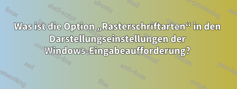 Was ist die Option „Rasterschriftarten“ in den Darstellungseinstellungen der Windows-Eingabeaufforderung?