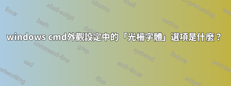 windows cmd外觀設定中的「光柵字體」選項是什麼？