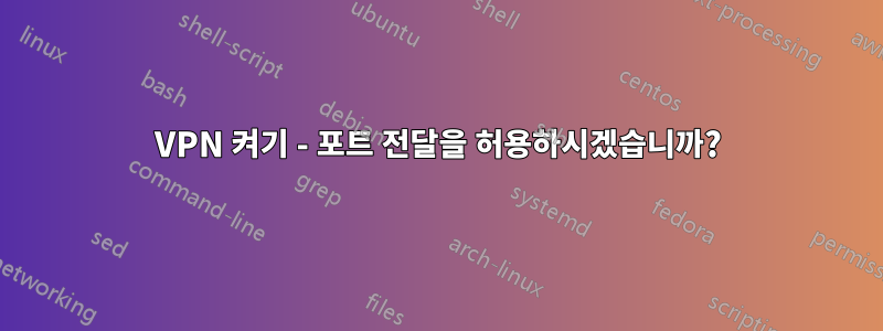 VPN 켜기 - 포트 전달을 허용하시겠습니까?