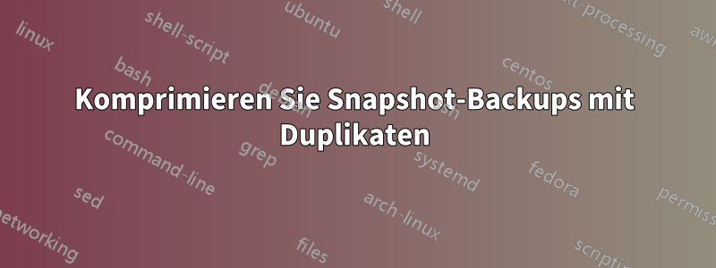 Komprimieren Sie Snapshot-Backups mit Duplikaten