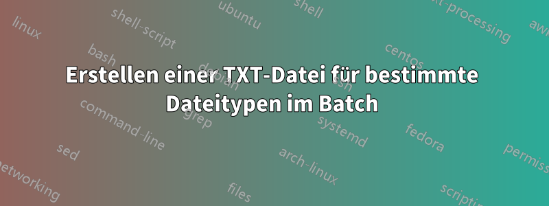 Erstellen einer TXT-Datei für bestimmte Dateitypen im Batch