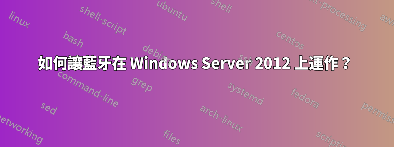 如何讓藍牙在 Windows Server 2012 上運作？