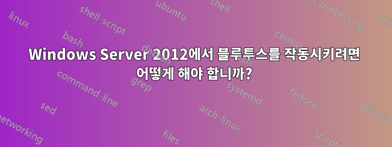 Windows Server 2012에서 블루투스를 작동시키려면 어떻게 해야 합니까?