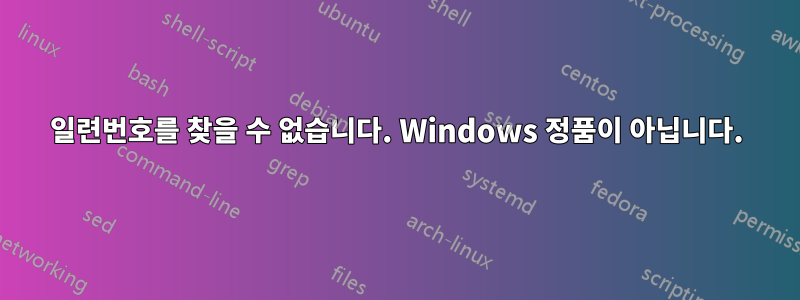 일련번호를 찾을 수 없습니다. Windows 정품이 아닙니다.