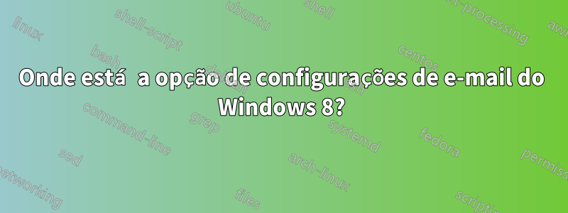 Onde está a opção de configurações de e-mail do Windows 8?