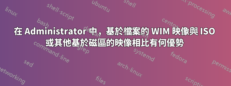 在 Administrator 中，基於檔案的 WIM 映像與 ISO 或其他基於磁區的映像相比有何優勢