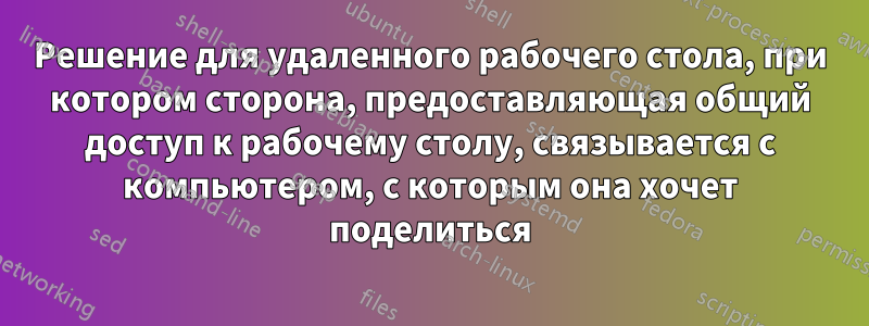 Решение для удаленного рабочего стола, при котором сторона, предоставляющая общий доступ к рабочему столу, связывается с компьютером, с которым она хочет поделиться