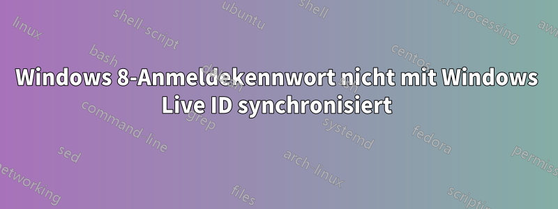 Windows 8-Anmeldekennwort nicht mit Windows Live ID synchronisiert