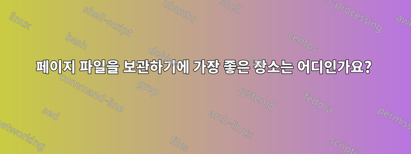 페이지 파일을 보관하기에 가장 좋은 장소는 어디인가요?