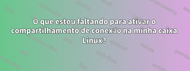 O que estou faltando para ativar o compartilhamento de conexão na minha caixa Linux?