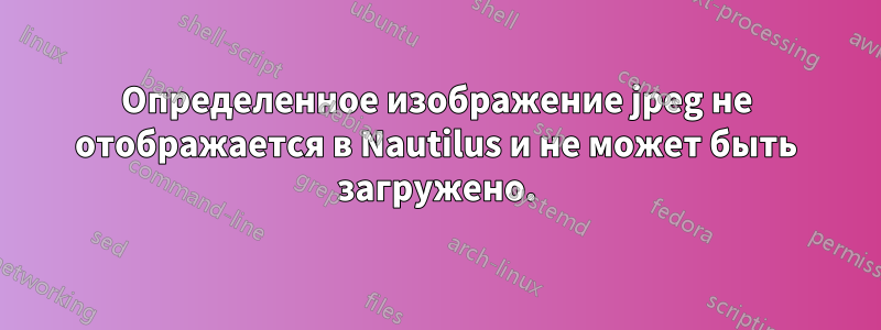 Определенное изображение jpeg не отображается в Nautilus и не может быть загружено.