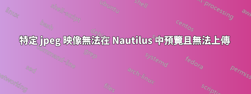 特定 jpeg 映像無法在 Nautilus 中預覽且無法上傳