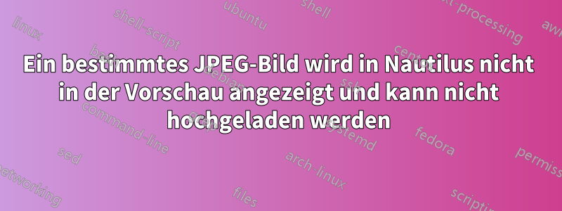 Ein bestimmtes JPEG-Bild wird in Nautilus nicht in der Vorschau angezeigt und kann nicht hochgeladen werden