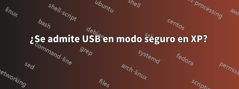 ¿Se admite USB en modo seguro en XP?