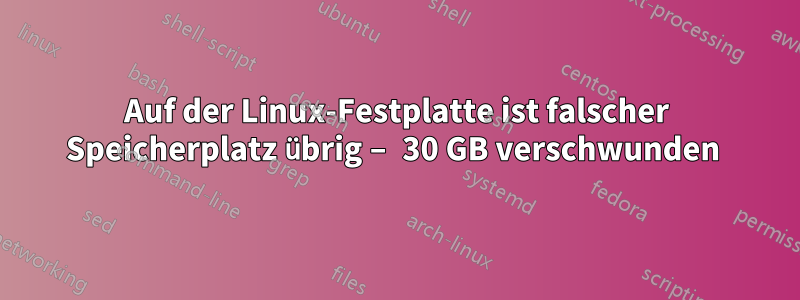 Auf der Linux-Festplatte ist falscher Speicherplatz übrig – 30 GB verschwunden 