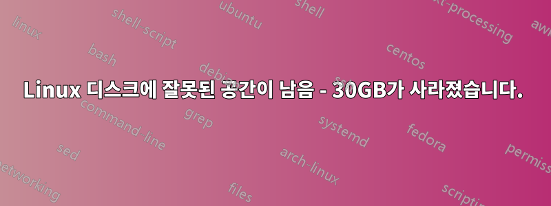Linux 디스크에 잘못된 공간이 남음 - 30GB가 사라졌습니다.