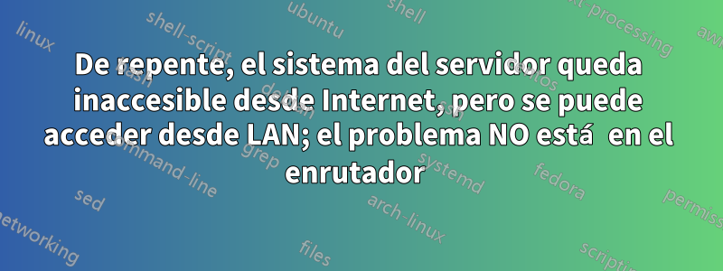 De repente, el sistema del servidor queda inaccesible desde Internet, pero se puede acceder desde LAN; el problema NO está en el enrutador