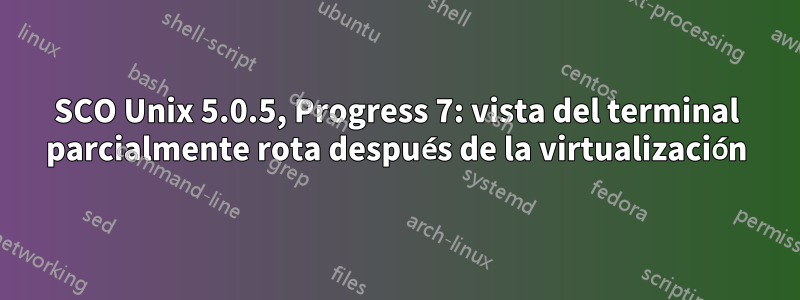 SCO Unix 5.0.5, Progress 7: vista del terminal parcialmente rota después de la virtualización