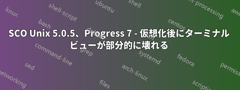 SCO Unix 5.0.5、Progress 7 - 仮想化後にターミナル ビューが部分的に壊れる
